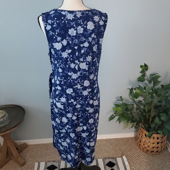 Banana Republic floral faux tie wrap sleeveless midi dress, womens size Large - Picture 6 of 8